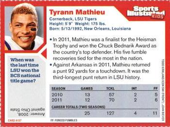 2012 Sports Illustrated for Kids #137 Tyrann Mathieu Back