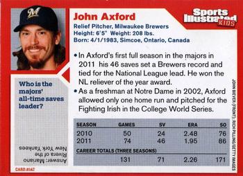 2012 Sports Illustrated for Kids #142 John Axford Back
