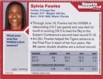 2012 Sports Illustrated for Kids #154 Sylvia Fowles Back