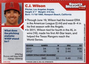 2012 Sports Illustrated for Kids #155 C.J. Wilson Back