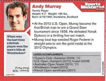 2012 Sports Illustrated for Kids #187 Andy Murray Back