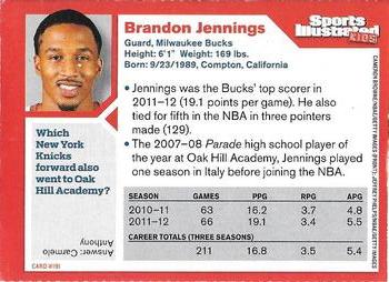 2012 Sports Illustrated for Kids #191 Brandon Jennings Back