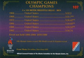 1996 Collect-A-Card Centennial Olympic Games Collection #107 4 x 100-Meter Freestyle Relay - Men Back