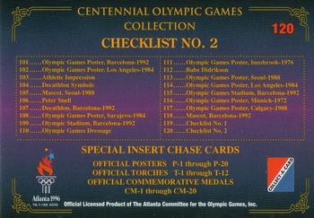 1996 Collect-A-Card Centennial Olympic Games Collection #120 Checklist No. 2 Back