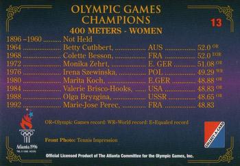 1996 Collect-A-Card Centennial Olympic Games Collection #13 400 Meters - Women Back