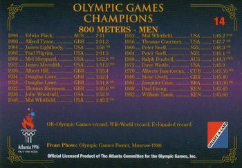 1996 Collect-A-Card Centennial Olympic Games Collection #14 800 Meters - Men Back