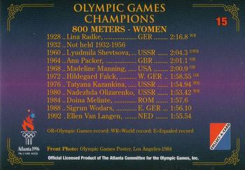1996 Collect-A-Card Centennial Olympic Games Collection #15 800 Meters - Women Back
