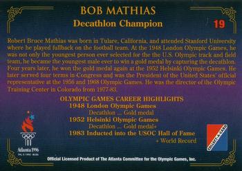 1996 Collect-A-Card Centennial Olympic Games Collection #19 Bob Mathias Back
