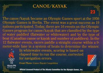 1996 Collect-A-Card Centennial Olympic Games Collection #23 Canoe/Kayak Back