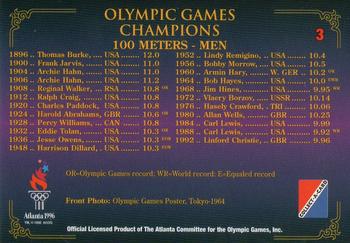 1996 Collect-A-Card Centennial Olympic Games Collection #3 100 Meters - Men Back
