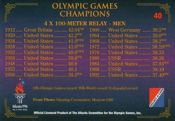 1996 Collect-A-Card Centennial Olympic Games Collection #40 4 x 100-Meter Relay - Men Back