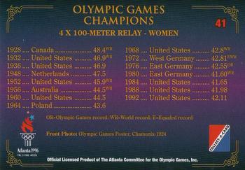 1996 Collect-A-Card Centennial Olympic Games Collection #41 4 x 100-Meter Relay - Women Back