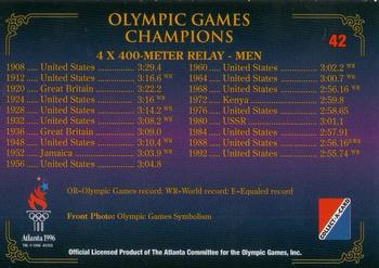 1996 Collect-A-Card Centennial Olympic Games Collection #42 4 x 400-Meter Relay - Men Back