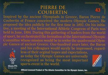 1996 Collect-A-Card Centennial Olympic Games Collection #43 Pierre de Coubertin Back