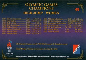 1996 Collect-A-Card Centennial Olympic Games Collection #48 High Jump - Women Back