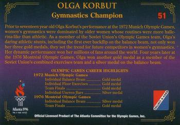 1996 Collect-A-Card Centennial Olympic Games Collection #51 Olga Korbut Back