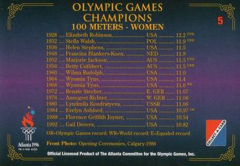 1996 Collect-A-Card Centennial Olympic Games Collection #5 100 Meters - Women Back
