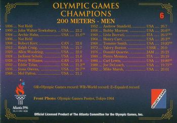 1996 Collect-A-Card Centennial Olympic Games Collection #6 200 Meters - Men Back