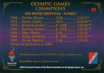 1996 Collect-A-Card Centennial Olympic Games Collection #83 200-Meter Freestyle - Women Back