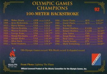 1996 Collect-A-Card Centennial Olympic Games Collection #92 100-Meter Backstroke Back