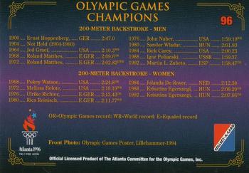 1996 Collect-A-Card Centennial Olympic Games Collection #96 200-Meter Backstroke - Men & Women Back