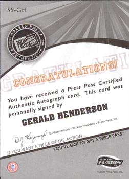 2009 Press Pass Fusion - Autographs Gold #SS-GH Gerald Henderson Back
