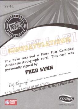 2009 Press Pass Fusion - Autographs Green #SS-FL Fred Lynn Back