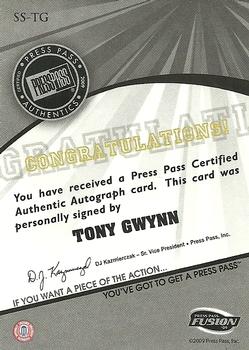 2009 Press Pass Fusion - Autographs Green #SS-TG Tony Gwynn Back