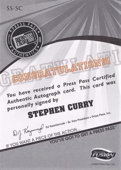 2009 Press Pass Fusion - Autographs Silver #SS-SC Stephen Curry Back