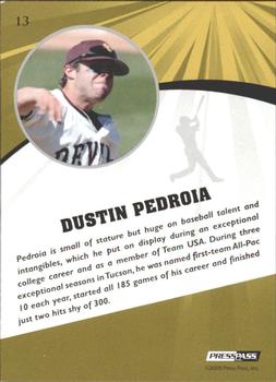 2009 Press Pass Fusion - Gold #13 Dustin Pedroia Back