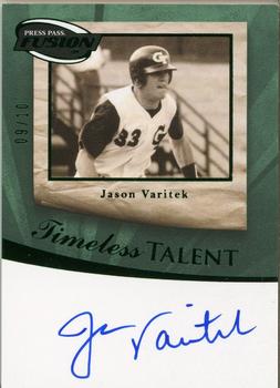 2009 Press Pass Fusion - Timeless Talent Autographs Green #TT-JV Jason Varitek Front