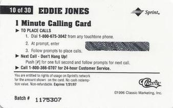 1996 Classic Assets - Phone Cards $1 #10 Eddie Jones Back