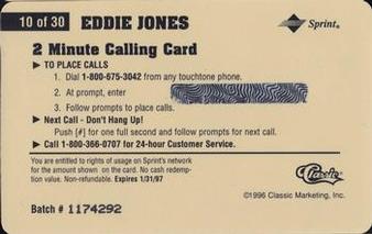 1996 Classic Assets - Phone Cards $2 #10 Eddie Jones Back