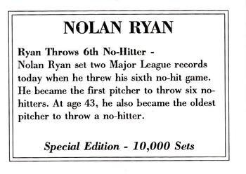 1990 Sports Scoops (unlicensed) #NNO Nolan Ryan Back