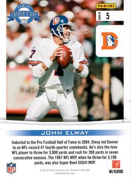 2012 Panini Father's Day - Legends #5 John Elway Back