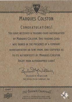 2012 Upper Deck Goodwin Champions - Autographs #A-MC Marques Colston Back
