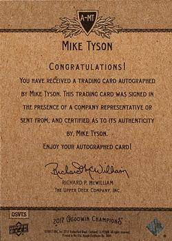 2012 Upper Deck Goodwin Champions - Autographs #A-MT Mike Tyson Back