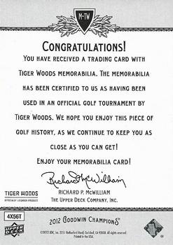 2012 Upper Deck Goodwin Champions - Memorabilia #M-TW Tiger Woods Back