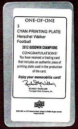 2012 Upper Deck Goodwin Champions - Mini Printing Plates Cyan #3 Herschel Walker Back