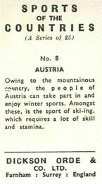 1962 Dickson Orde & Co. Ltd. Sports of the Countries #8 Austria - Skiing Back