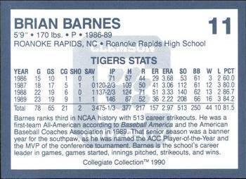 1990 Collegiate Collection Clemson Tigers #11 Brian Barnes Back