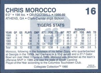 1990 Collegiate Collection Clemson Tigers #16 Chris Morocco Back