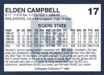 1990 Collegiate Collection Clemson Tigers #17 Elden Campbell Back