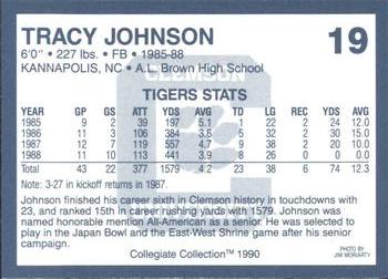 1990 Collegiate Collection Clemson Tigers #19 Tracy Johnson Back