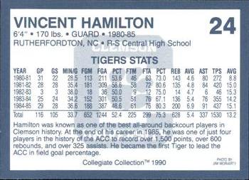 1990 Collegiate Collection Clemson Tigers #24 Vincent Hamilton Back