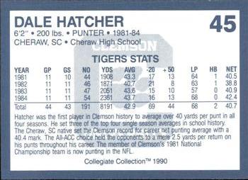 1990 Collegiate Collection Clemson Tigers #45 Dale Hatcher Back
