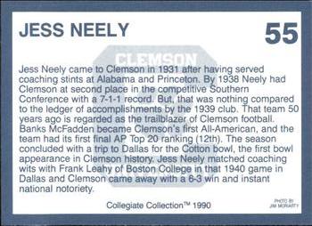 1990 Collegiate Collection Clemson Tigers #55 Jess Neely Back
