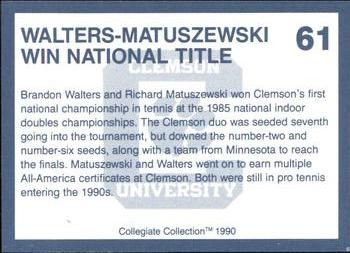 1990 Collegiate Collection Clemson Tigers #61 Matuszewski and Walters Back