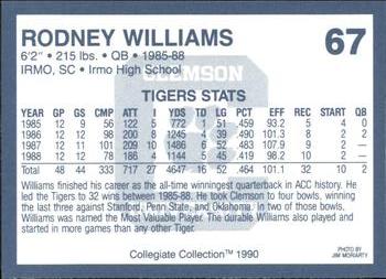1990 Collegiate Collection Clemson Tigers #67 Rodney Williams Back