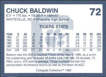 1990 Collegiate Collection Clemson Tigers #72 Chuck Baldwin Back